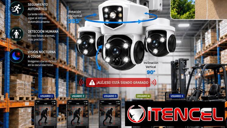 Cámara de seguridad Solar de 3 lentes a 18Mpx