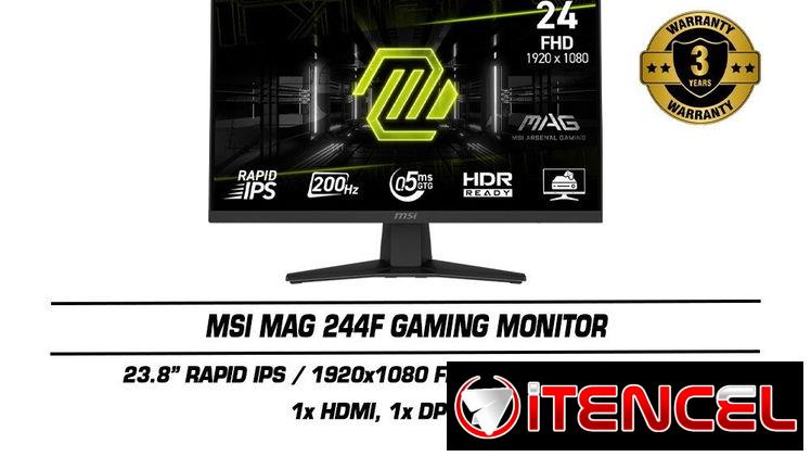 Monitor Gaming MSI MAG 244F 24′ FHD 1920x1080p Rapid IPS 200hz 0.5ms AMD FreeSync. Exclusivo❗❗