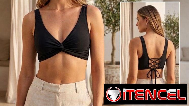 Trusa bikini parte de arriba negra talla M