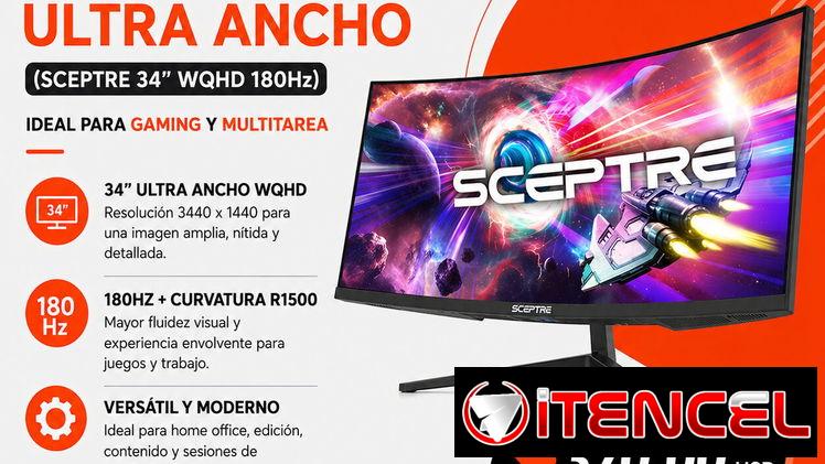 Monitor Curvo Ultra Ancho Sceptre 34” WQHD 180Hz | Ideal para Gaming y Trabajo en La Habana