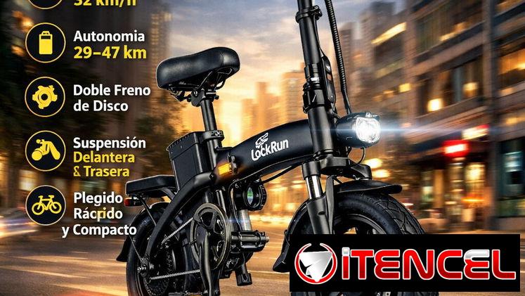* Bicicleta Eléctrica Plegable LockRun 400W – Ruedas de 14″