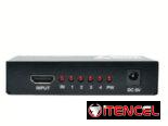 Splitter Unno Tekno HDMI 4K 30Hz 4 Puertos Deep Color 48-Bit Dolby DTS Extensor Señal Plug & Play Con Adaptador