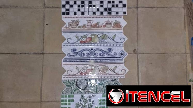 Cenefa y cintillo mata junta losas de baño y piso cemento cola y blanco