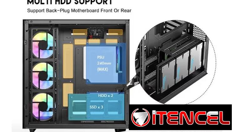 Chasis ATX de vidrio templado y 4 ventiladores
