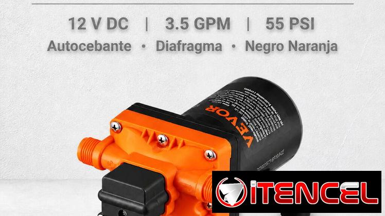 Bomba de Agua VEVOR 12V DC 3.5 GPM 55 PSI Autocebante Diafragma Negro Naranja /