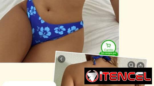 Juego de bikini azul con flores