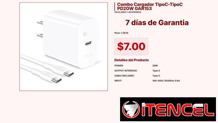 Combo Cargador TipoC-TipoC PD20W GAR153 VPT#-0098