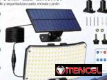 Lámpara solar de pared exterior, 234 led, 200W, con control remoto y 3 modos de trabajo. Sensor de movimiento. 8000K luz