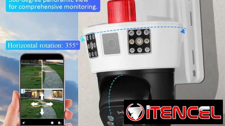 Cámara vigilancia 3 lentes/alarma: sireno e iluminación estroboscopica