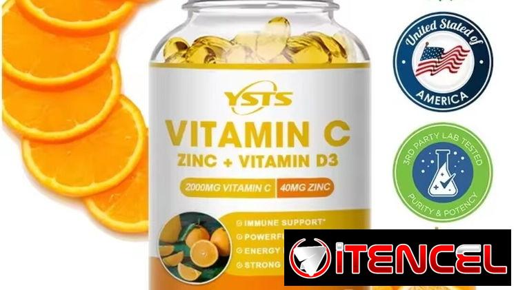 Frasco d 120 cápsulas de: Vitamina C, D3 y Zinc