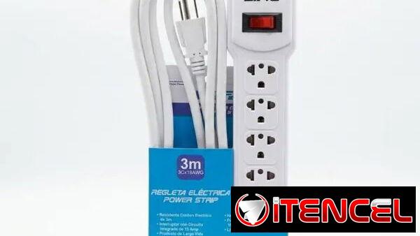 Regleta eléctrica de seis tomas con interruptor – S.P.C – Ref: 3m 3C x 18 AWG Heavy Duty