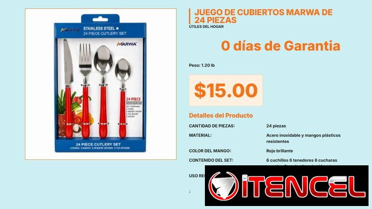 Set de Cubiertos Marwa de 24 Piezas con Acabado de Metal Pulido Brillante VPT#-0449