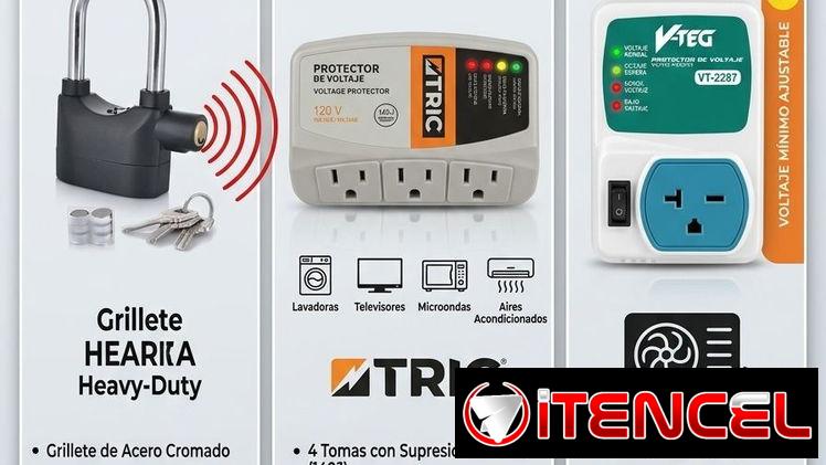 Protectores de Voltaje 110v y 220v.Candados antirrobo con alarma integrada