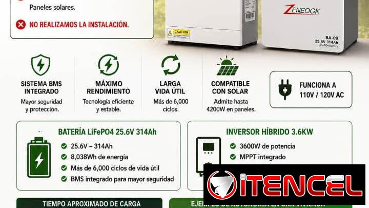 kit solar bateria con inversor 3.6kw