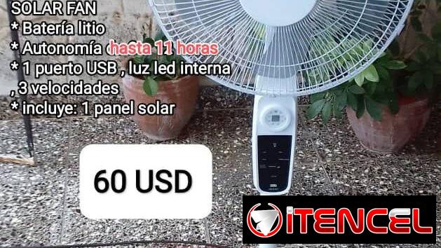 Ventilador Recargable de Pedestal Solar Fan con su panel solar 60 usd con mensajería x ligero coste adicional