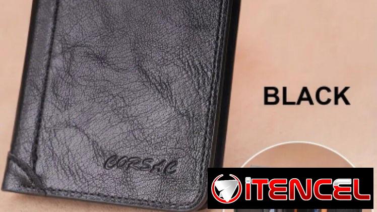 Billetera en cuero genuino/ampli capacidad