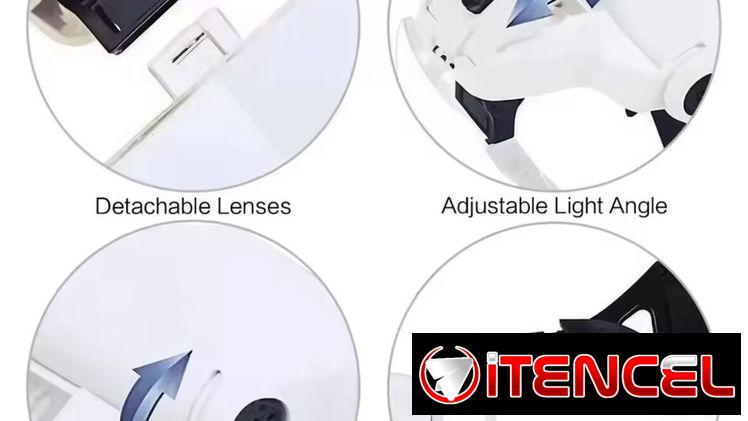 Lupa de aumento con iluminación led y 5 lentes intercambiables, diferentes usos… batería x3 triple A no incluida
