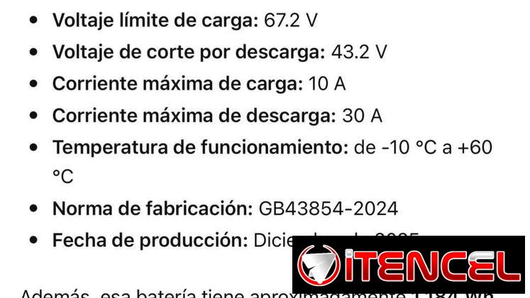 Bicimotos baterías de litio 60V 20A