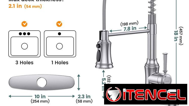 Mezcladora monomando para fregadero de cuello extensible HURRAN en acero inoxidable, acabado en niquel cepillado