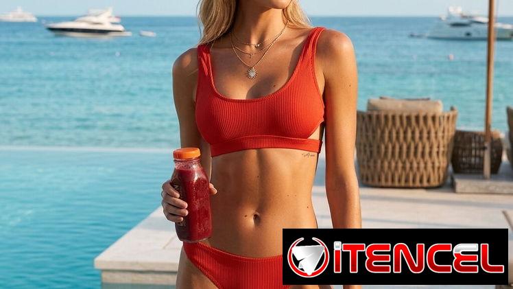Bikini Ribbed en Rojo Vibrante – Colección Beach Glow S