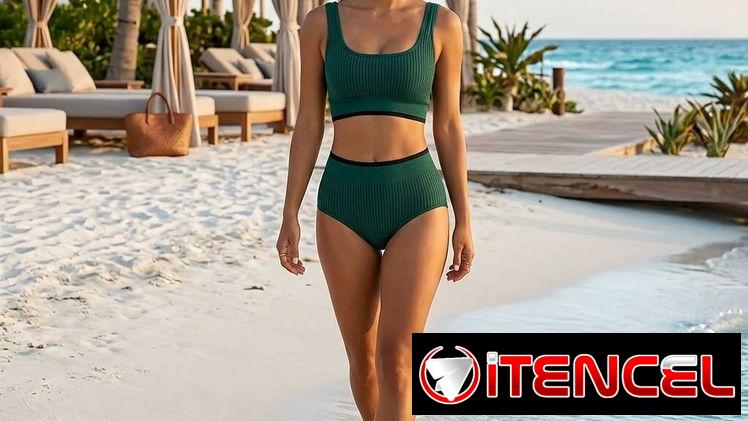 Bikini Ribbed Verde Bosque – Talla S