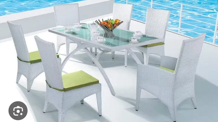 Juego de terraza con 6 sillas de lujo