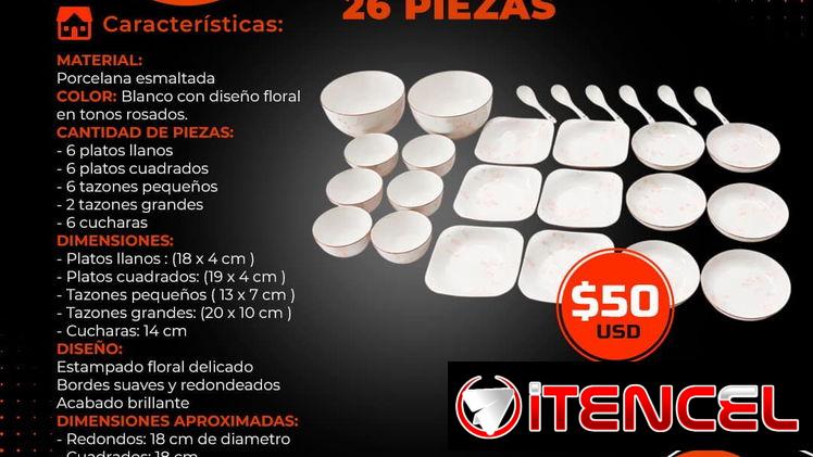 🥘 26 PIEZAS 🥘 JUEGO DE VAJILLA DE CERÁMICA. SERVICIO DE MENSAJERÍA CON FACTURA Y GARANTÍA. TL 54833699