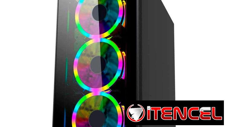 Chasis Gaming OCELOT (OGMC01) Cristal Templado Delante y Lateral, tres Fanes RGB, Nuevo a estrenar