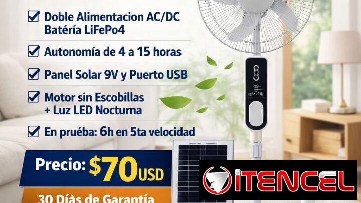 Recargable 16″ / VENTILADOR SOLAR RECARGABLE STAVEL