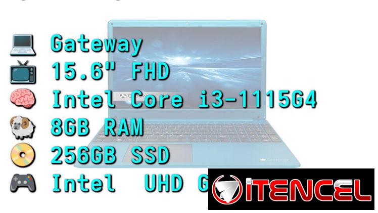 LAPTOP 🎁NUEVA🎁📦CAJA, Gateway (GWTN156-7BL), 15.6″ FHD IPS, Intel Core i3-1115G4, 8GB RAM, 256GB SSD, 7Horas