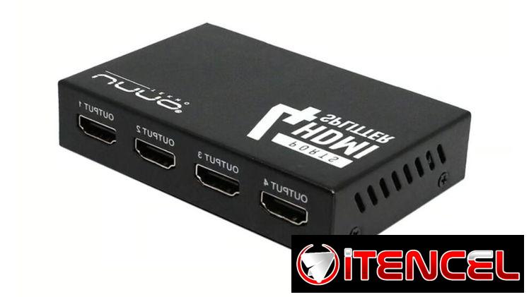 Splitter Unno Tekno HDMI 4K 30Hz 4 Puertos Deep Color 48-Bit Dolby DTS Extensor Señal Plug & Play Con Adaptador