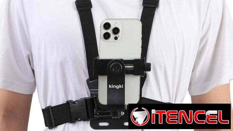 – Soporte para teléfono en el pecho con correa de arnés para Iphone y Android.