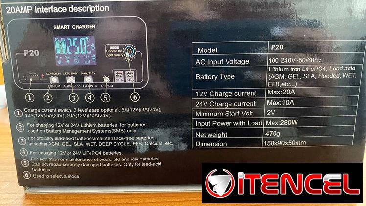 ⚡ CARGADOR ⚡ DE BATERÍA 12V/24V-20A Q7-LBC-20A. MENSAJERÍA VON FACTURA Y GARANTÍA. TL 54833699