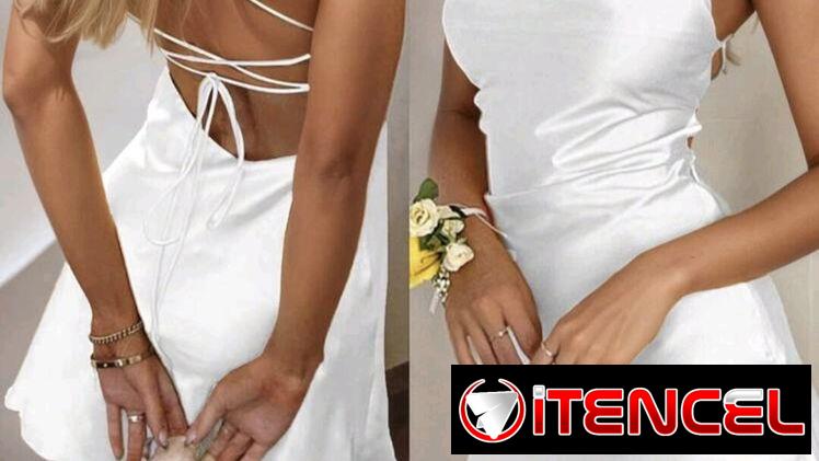 Vestido corto blanco shein de satin