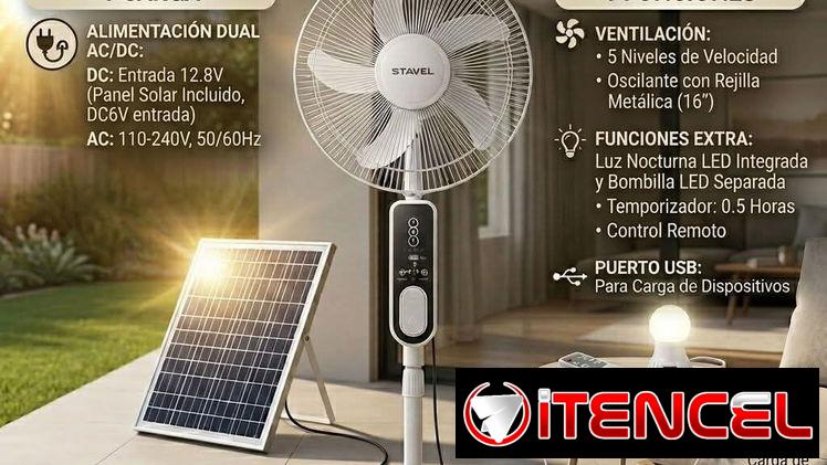 Ventilador solar recargable STAVEL