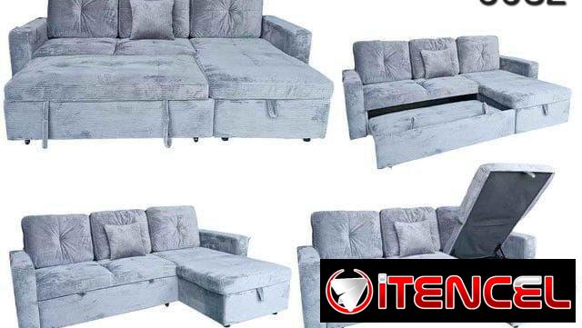 📢 Sofá – Cama en forma de (L) con baúl incluido 🩶 Importados.