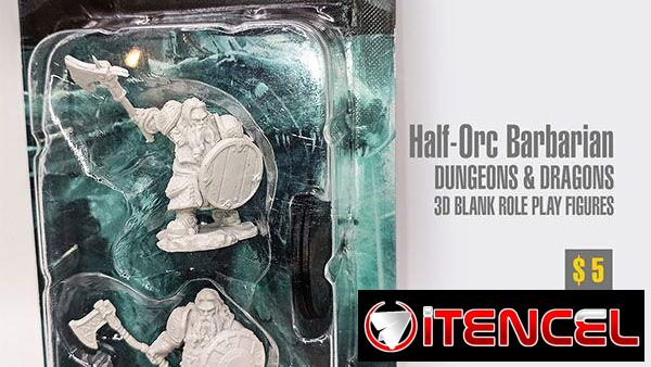Half-Orc Barbarian / DUNGEONS & DRAGONS / 3D BLANK ROLE PLAY FIGURES