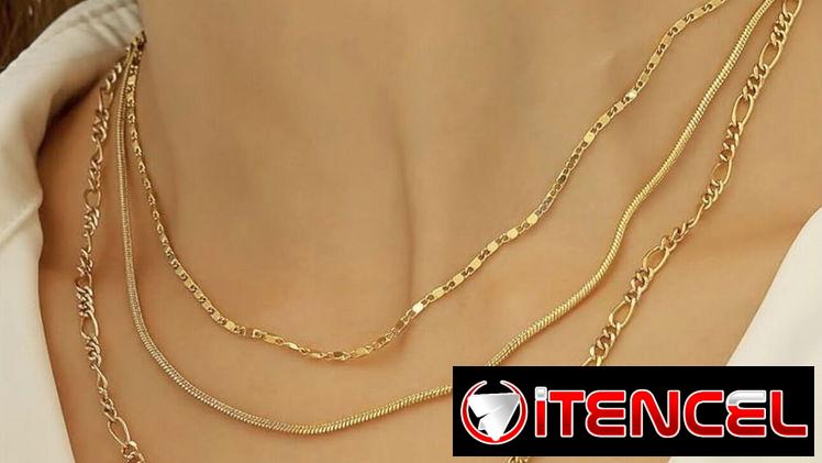 wgoud Collar de oro para mujer, impermeable, chapado en oro real de 14 quilates, gargantilla de espiga para mujer, moder