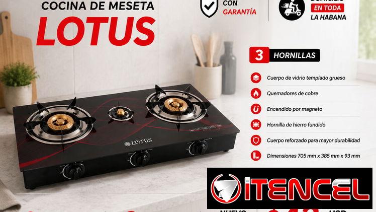 Cocina de Gas Lotus de 3 hornillas Fogon