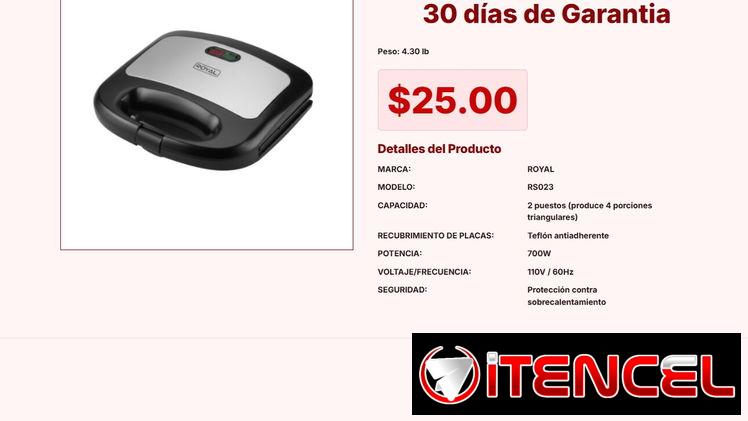 Sandwichera Royal de 2 Cavidades por $25.00 de Oferta Limitada VPT#-0271