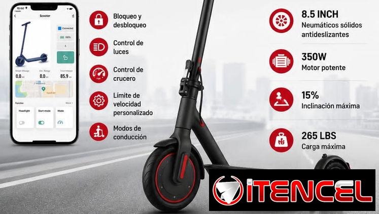 SCOOTER ELÉCTRICO PLEGABLE,  Motor potente de 350W