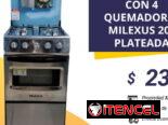COCINA DE GAS CON 4 QUEMADORES Y 20″ NEGRA o PLATEADA MILEXUS