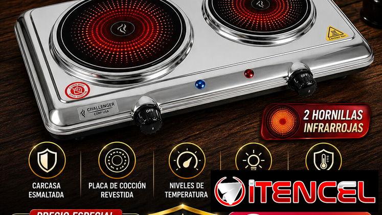 🍳 INFRARROJO 🥘COCINA INFRARROJO CHALLENGER 2Q 2100W. MENSAJERÍA CON FACTURA Y GARANTÍA. TL 54833699