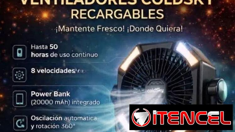 🪭🍃🪫⚡| 🔊 💫VENTILADOR RECARGABLE COLDSKY💫