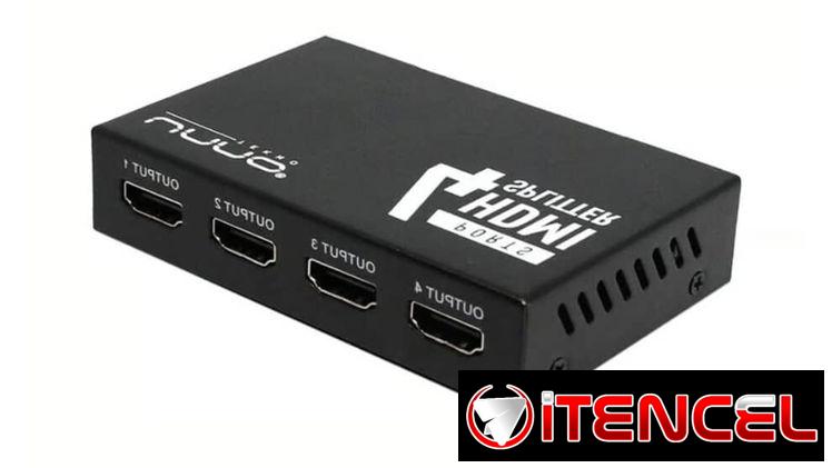 Splitter Unno Tekno HDMI 4K 30Hz 4 Puertos Deep Color 48-Bit Dolby DTS Extensor Señal Plug & Play Con Adaptador