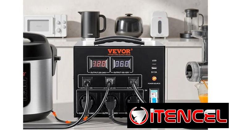 TRANSFORMADOR CONVERTIDOR DE VOLTAJE VEVOR 3000VA 110V 220V STEP UP DOWN AUTOMÁTICO NEGRO