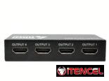 Splitter Unno Tekno HDMI 4K 30Hz 4 Puertos Deep Color 48-Bit Dolby DTS Extensor Señal Plug & Play Con Adaptador