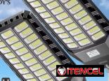 Lámpara solar grande y chiquitas. Para patios, fincas y otros exteriores. Con mando y sensor de movimiento.