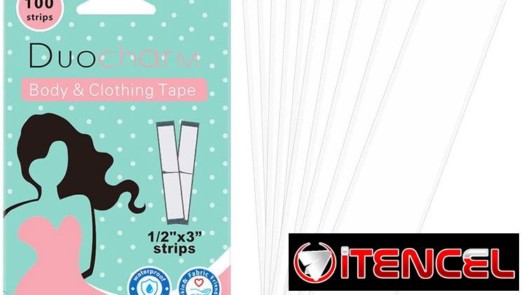 Cinta de doble cara, de tela a la piel, dobladillo invisible para todos los tonos de piel – 100 tiras *$8*