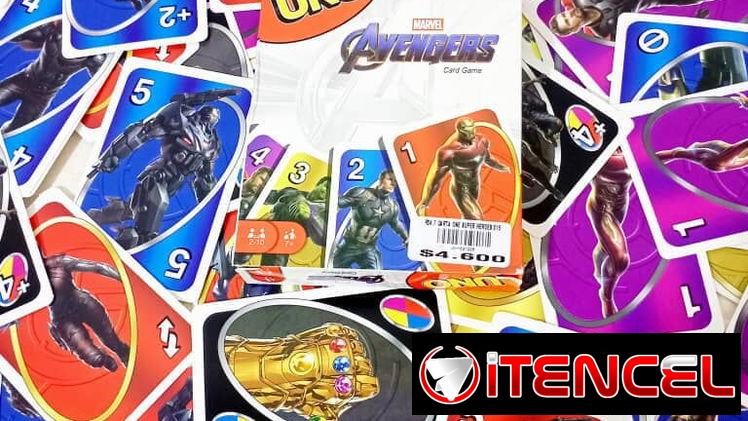 JUEGO CARTAS UNO CLÁSICA TEMÁTICA AVENGERS* (Contiene 108 cartas)